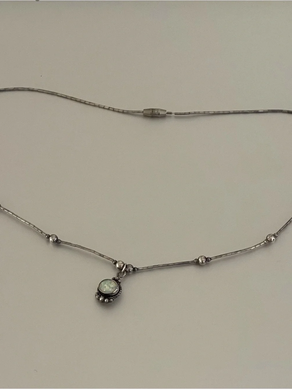 Vintage Liquid Sterling Silver Opal Pendant Necklace